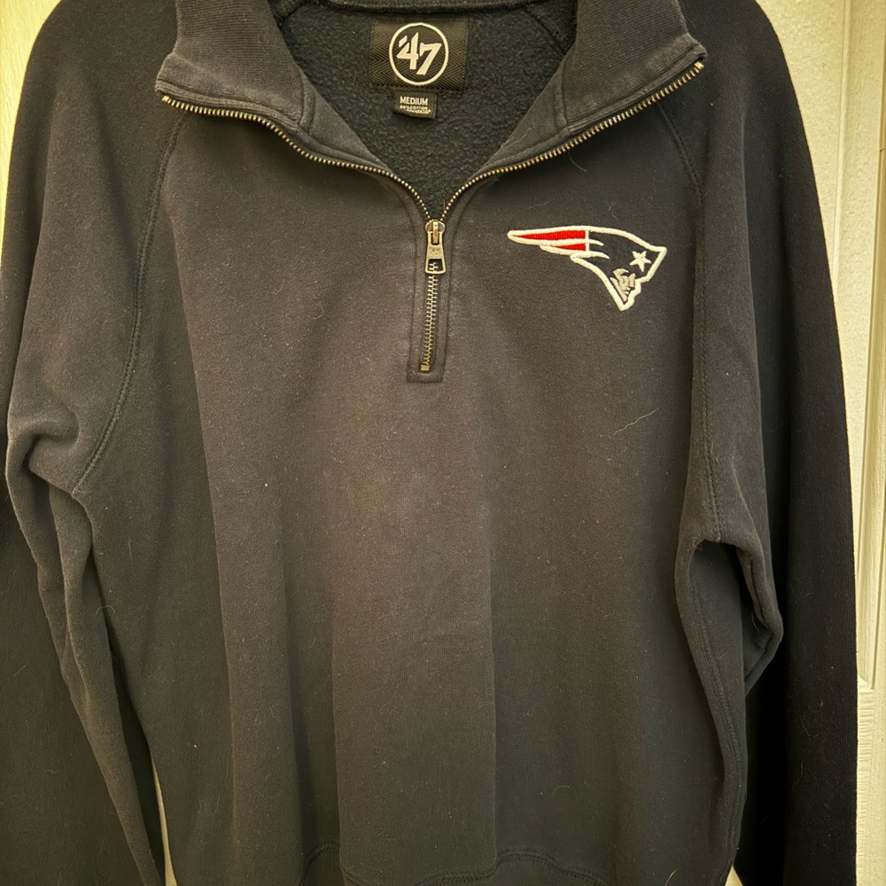 47 Blue Zip Up Sweater with Patriots Logo